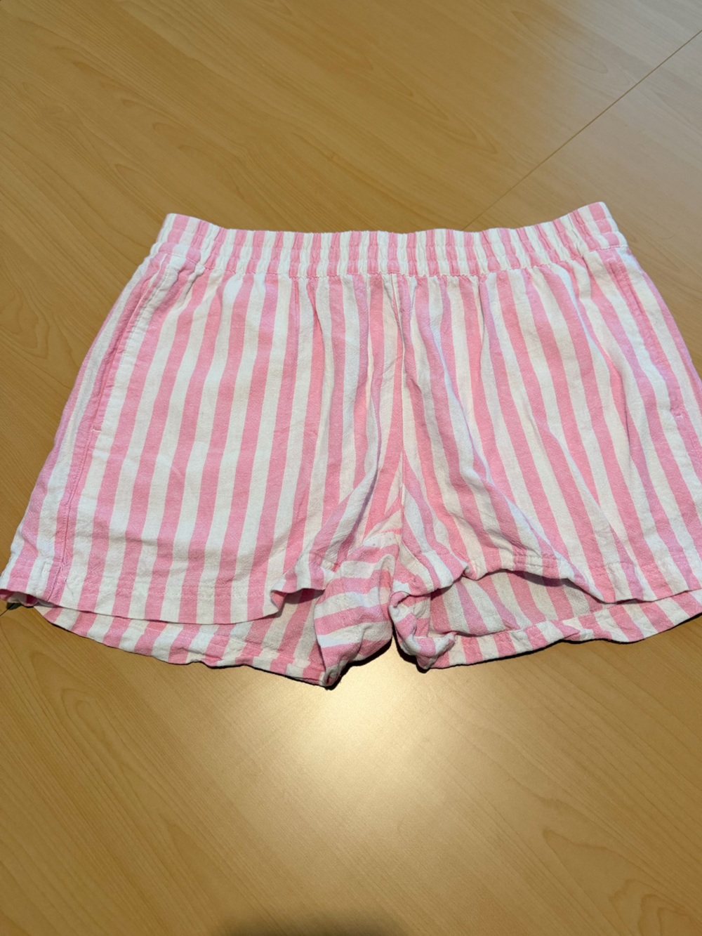 Old Navy Pink & White Striped Linen Shorts